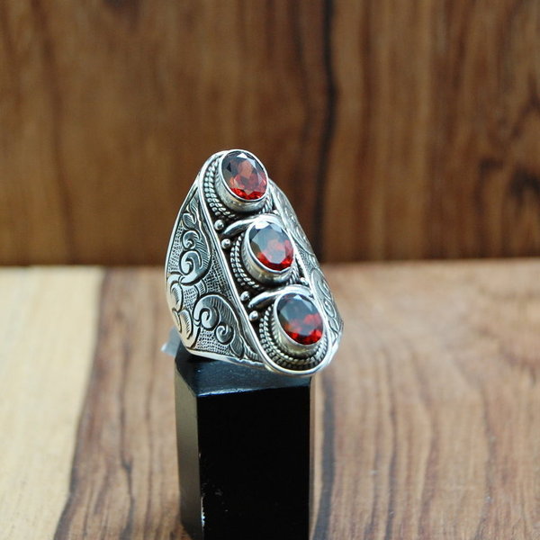 Granat Ring - Silber-Nepal