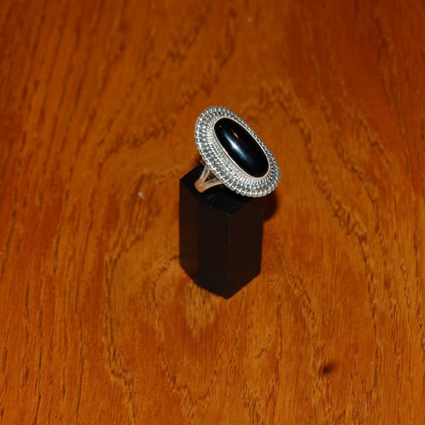 Schwarzer Onyx Ring -Silber