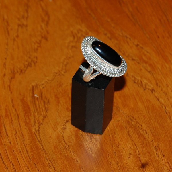 Schwarzer Onyx Ring -Silber