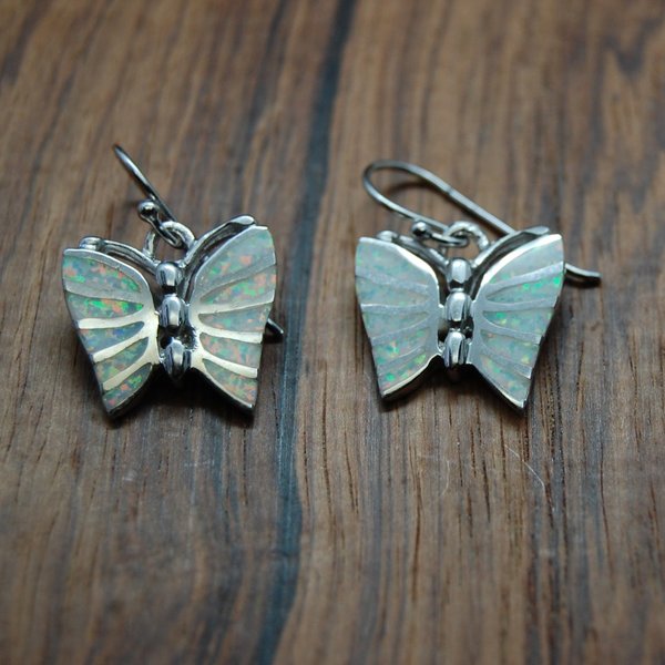 Schmetterlingsohrringe Opal Silber